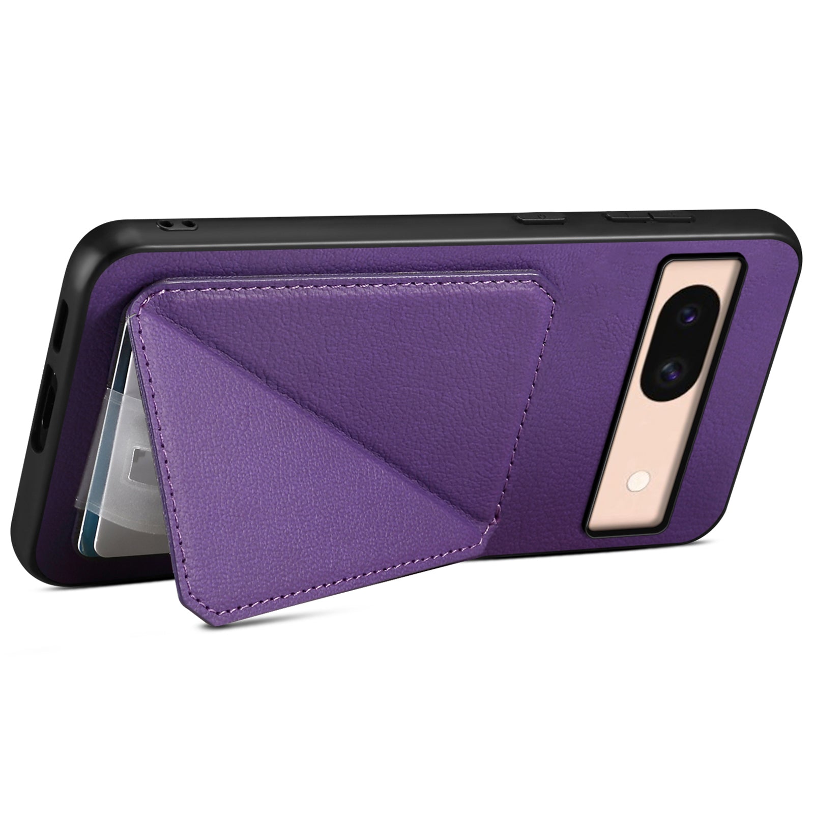 For Google Pixel 8a Case Kickstand Leather+PC+TPU Phone Cover with Hidden Card Holder For Google Pixel 8a Case Kickstand Leather+PC+TPU Phone Cover with Hidden Card Holder